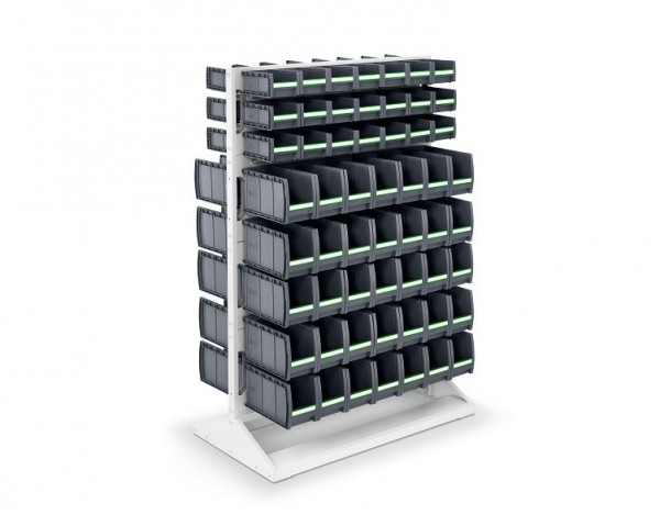 bott perfo Rack mit 112 bottBoxen 8 Schlitzplatten BxTxH: 1000 x 550 x 1450 mm, RAL 7035, 16917360.16V