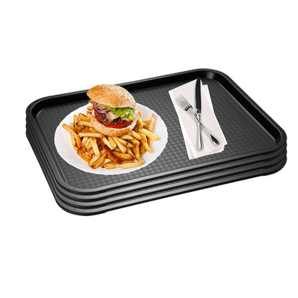 APS Fast Food Tablett, Serviertablett, 53 x 32,5 cm (GN 1/1), schwarz, VE: 4er-Set, 67523