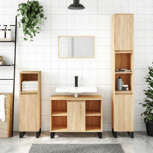 vidaXL Badschrank Sonoma-Eiche 80x33x60 cm Holzwerkstoff, 831631