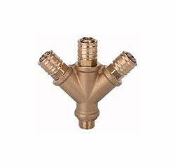 Riegler Verteiler mit 3 Schnellverschlusskupplungen NW 7,2, Messing, Außengewinde, 107264