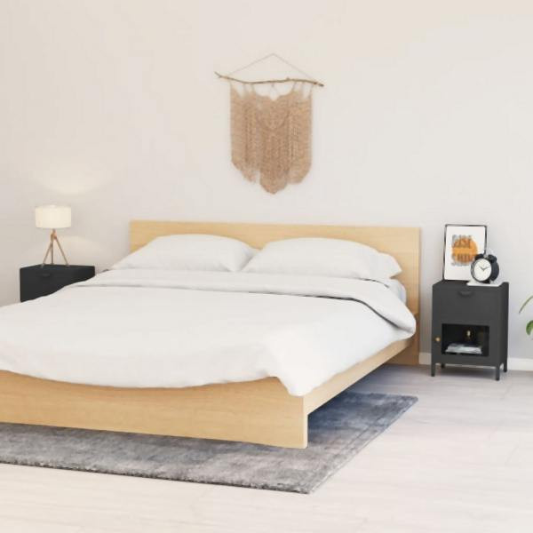 vidaXL Nachttische 2 Stück Anthrazit 40x30x54,5 cm Stahl und Glas, 3095204