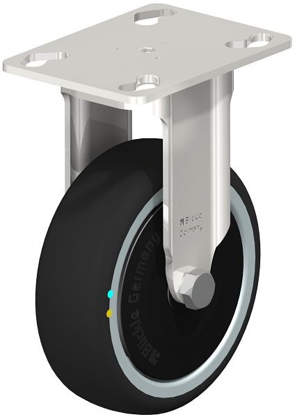 Blickle BKPXA-PATH 101KD-ELS-FK Edelstahl-Apparate-Bockrolle mit Anschraubplatte, Thermoplastisches Polyurethan, Grau, 853526