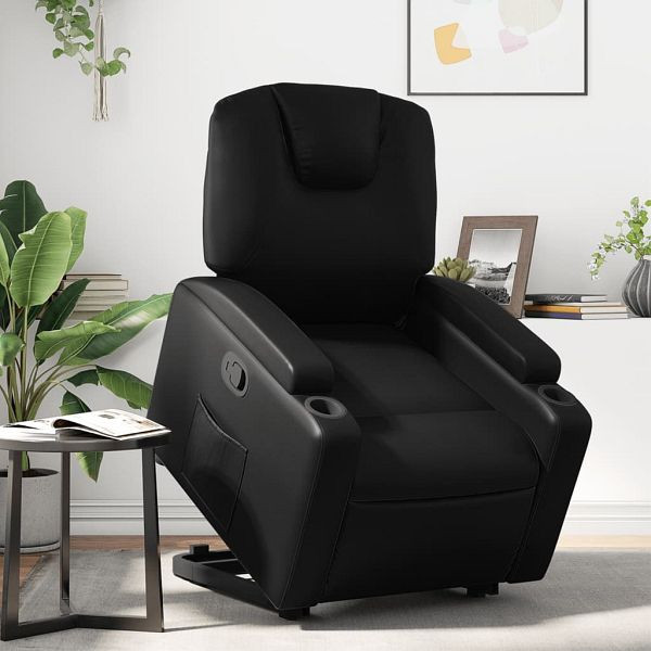 vidaXL Relaxsessel mit Aufstehhilfe Schwarz Kunstleder, 3204430