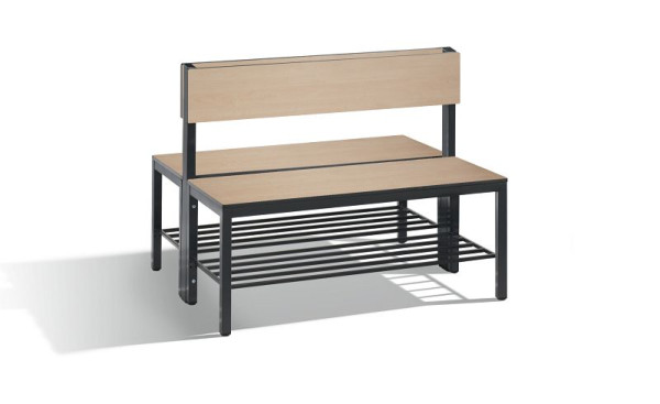 C+P Doppelseitige Sitzbank mit Rückenlehne, Basic Plus, H796xB1000xT760mm, 8060-410 S10002