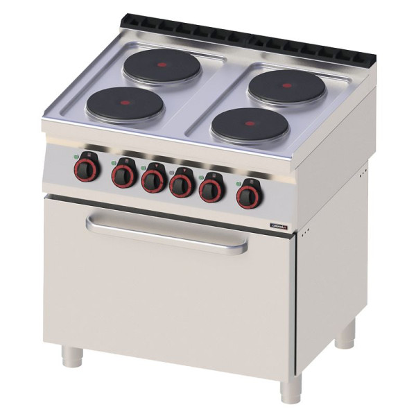 Casselin Elektroherd 4 Kochstellen mit statischem Elektrobackofen GN 2/1 80 - Linie 700, C7FOE4FFS80