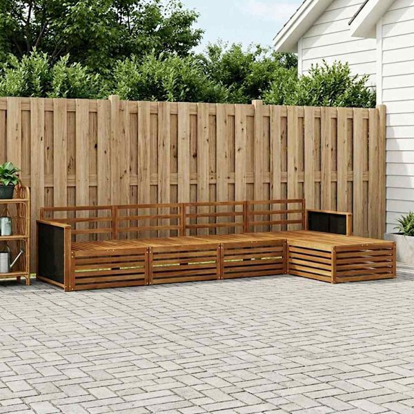 vidaXL Outdoor-Sofagarnitur 5-teilig Natur Massivholz Akazie, 3383222