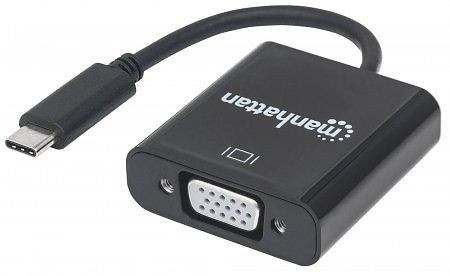 MANHATTAN USB 3.1 Typ C auf VGA-Konverter, Typ C-Stecker auf VGA-Buchse, schwarz, 151771