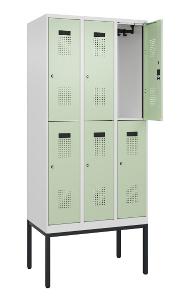 C+P Doppelstock-Spind Evolo PLUS, Gestell, 6 Fächer, 2120x900x500mm, 9016/6019, Zylinderschloss, 0493307-30 S10046