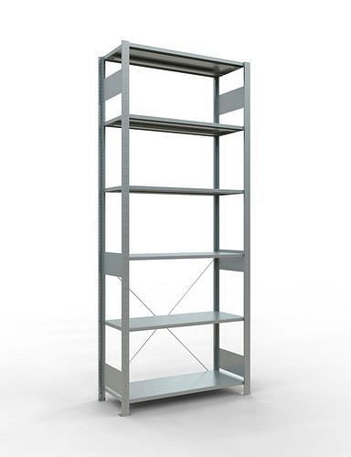 Schulte Fachbodenregal, Grundfeld, 6 Lagerebenen, Kreuzstrebe, Fachlast 150 kg, 1060 x 436 x 2500 mm, 278693