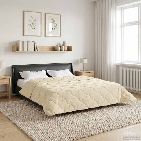 vidaXL Ganzjahresbettdecke Gepolstert Creme 240 x 260 cm, 42026300