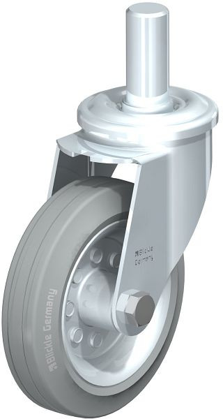 Blickle LEZ-VE 150R-27-SG Stahlblech-Lenkrolle mit Zapfen, Vollgummi, Grau, 669572