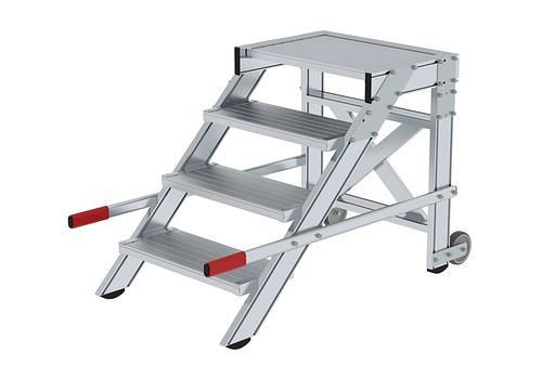 Krause Arbeitsplattform fahrbar, aus Aluminium, 4 Stufen, Stufenbreite 600 mm, 274508