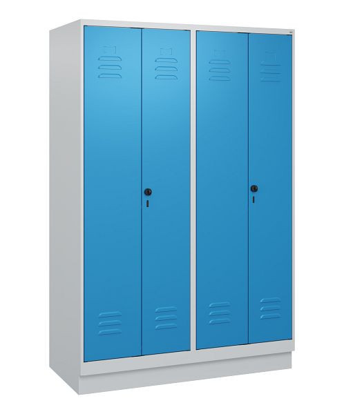 C+P Umkleidespind Classic PLUS SW, Sockel, 4 Abteile, 1800x1200x500mm, 7035/5012, Drehriegel, 0800227-40 S10004