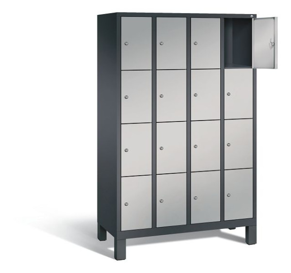 C+P Schließfachschrank Evolo, H1850xB1190xT500mm, Farbe: Schwarzgrau / Weißaluminium, 48010-404 S10122