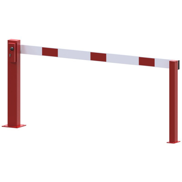 Stein HGS Kompakte Handschranke mit festem Auflagepfosten, Profilzylinder, rot / weiß, 2000 mm, 63697.0011