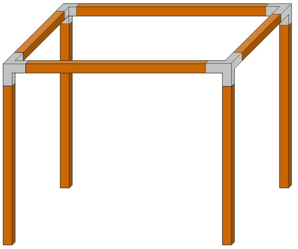 T&J QUATTRO-Pergola 1 240x240x240cm, Pfosten 9x9 cm, inkl. Metall-Steckverbinder, ohne Schrauben, DIY-Bausatz, 19611