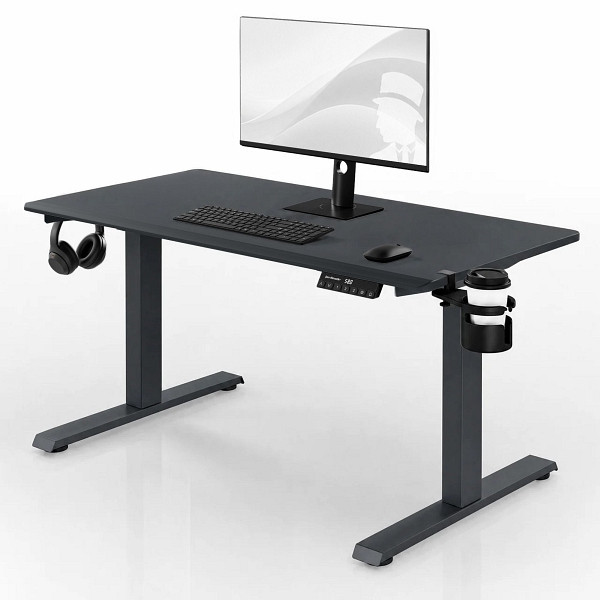Jan Nowak Elektrischer Schreibtisch mit Höhenverstellung ergonomisch anthrazit, 1200x600 mm, ARIA 1200, 2743