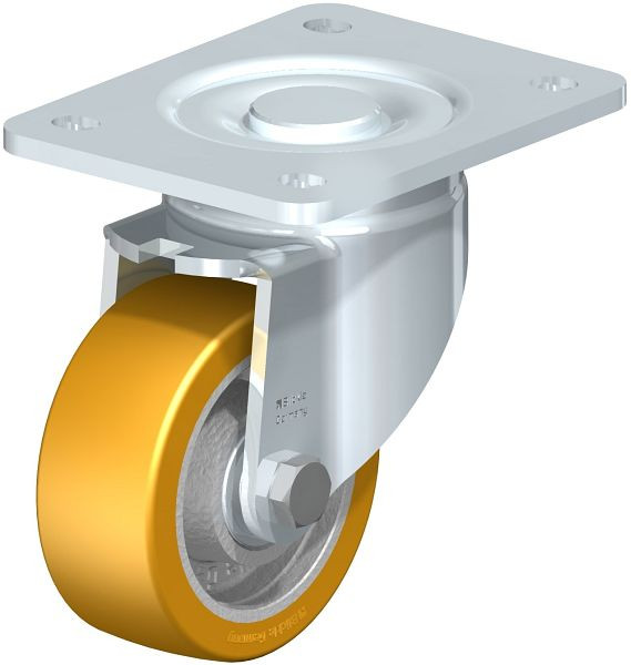 Blickle LH-GTH 100K-3 Stahlblech-Lenkrolle, Schwerlast-Ausführung, mit Anschraubplatte, Blickle Extrathane®, Hellbraun, 635656