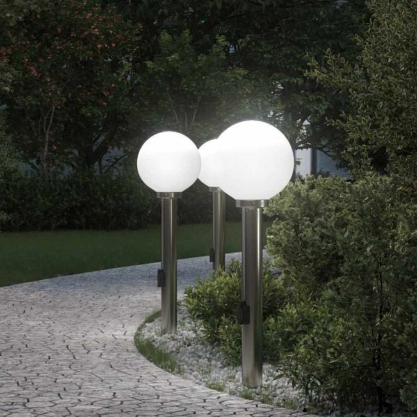 vidaXL Pollerleuchten mit Auslass 3 Stk. 80 cm Edelstahl IP44, 4006104