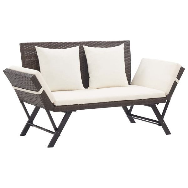 vidaXL Gartenbank mit Auflagen 176 cm Braun Poly Rattan, 46231