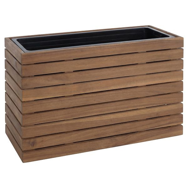 Mendler Pflanzkasten HWC-L21, Pflanzkübel Blumentopf Hochbeet, eckig 41x63x23cm Outdoor Akazie Holz FSC®-zertifiziert, hellbraun, 120483