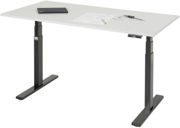 RAU Schreibtisch adlatus 100, B1500xT800xH650-1300mm, tiefschwarz, M-Platte-22 mm, 08-ST-150-080-9005-M