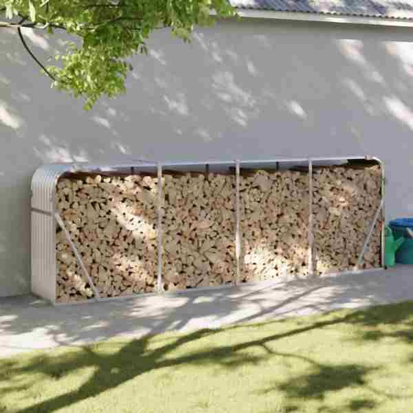vidaXL Kaminholzunterstand Silbern 300x45x100 cm Verzinkter Stahl, 364596