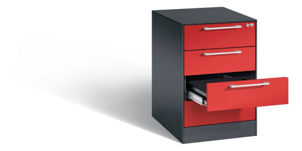 C+P Karteischrank Asisto, H710xB440xT600mm, Farbe: Schwarzgrau / feuerrot, Bügelgriff, 146275-422 S10017