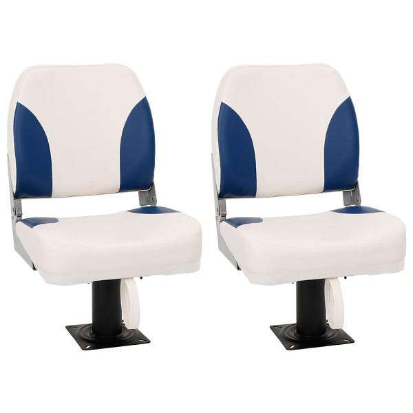 vidaXL 4-tlg. Bootssitz-Set Klappbar Blau und Weiß 41x36x48 cm, 3284287
