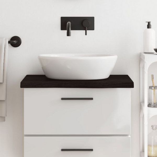 vidaXL Waschtischplatte Dunkelbraun 60x50x(2-4)cm Massivholz Behandelt, 3156204