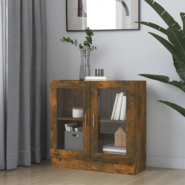 vidaXL Vitrinenschrank Räuchereiche 82,5x30,5x80 cm Holzwerkstoff, 815615