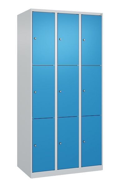 C+P Schließfachschrank Classic PLUS, 3 Abteile mit je 3 Fächern, 1850x900x500mm, 7035/5012, 080000-303 S10004