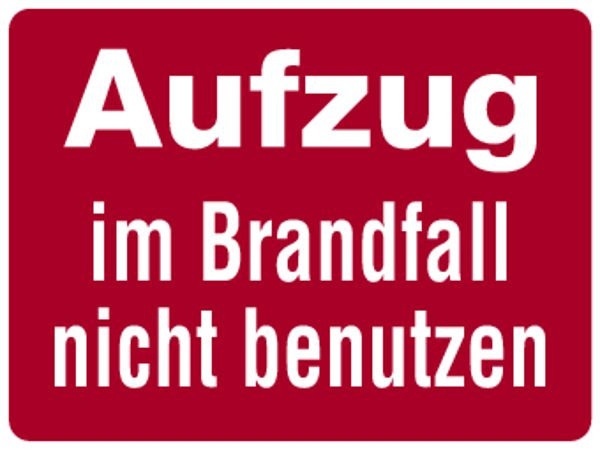 Schilder Klar Hinweisschild Aufzug im Brandfall nicht benutzen, 100x75 mm Folie selbstklebend, 1110/60