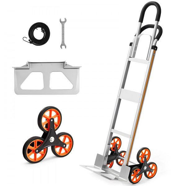VEVOR Klappbare Treppensackkarre 150 kg, Aluminium, Teleskopgriff, 6 Räder & 2 Spanngurte, für Haushalt & Lager, ZXTCSPLCLSKL6O9DC001V0