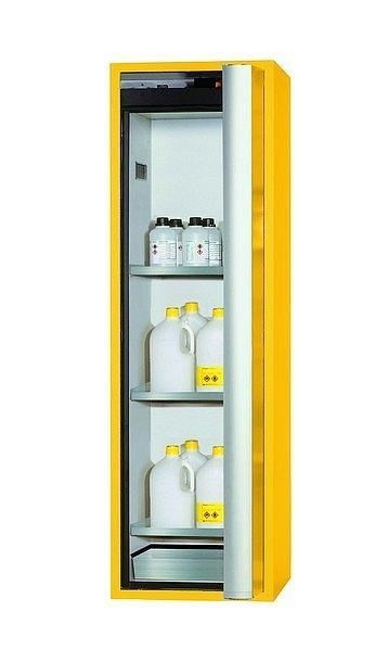 asecos Sicherheitsschrank S-PHOENIX Vol.2-90, S90.196.060.FDACR in sicherheitsgelb RAL 1004 mit 3x Fachboden (Edelstahl), 30236-002-33454