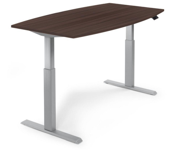 Deskin Sitz-/ Stehbesprechungstisch, höhenverstellbar, Nussdekor dunkel, 2000 x 1000 x 715-1205 mm, 332166