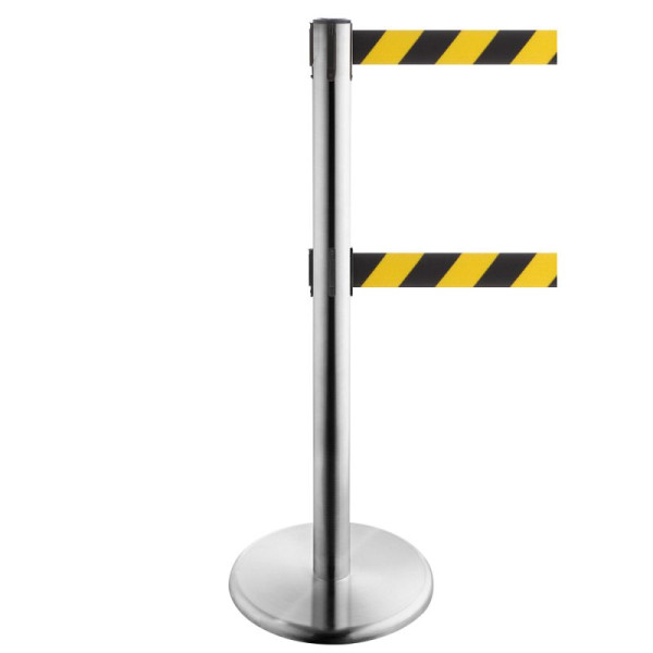 Stein HGS Personenleitsystem -P-Line Duo-, Edelstahl, schwarz/gelb diagonal (schraffiert), mit Sicherheitsverschluss (selbstlösend), Gurtlänge: 2 x 2,3 m, 36402-0603