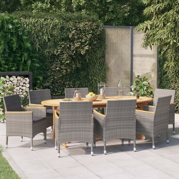 vidaXL 9-teilig Garten-Essgruppe mit Kissen Schwarz, 3103601