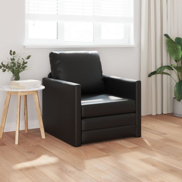 vidaXL Futon Sofa Bett 2-in-1 Schwarz 74x77x81 cm Kunstleder, 4106635