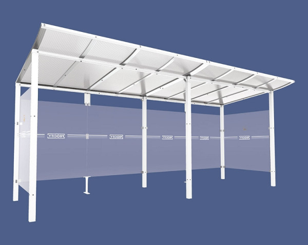 Procity Raucherunterstand Modulo - Ohne Frontverkleidung - Tiefe 1990 mm, Farbe RAL 9010, Maße: Breite 5000 x Höhe 2250 x Tiefe 2000 mm, 529573.9010