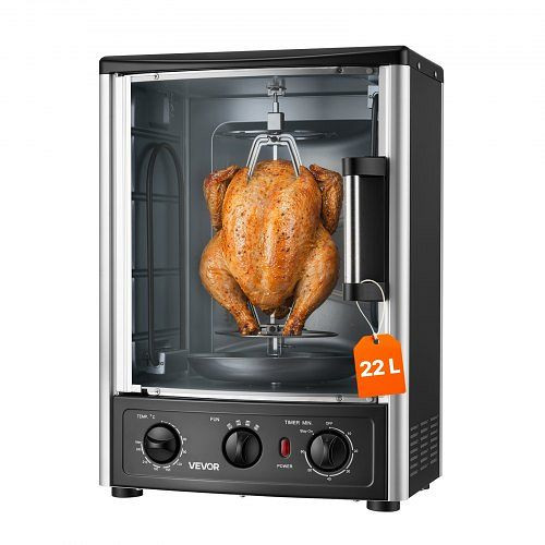 VEVOR Vertikaler Dönergrill 22 L 1500 W Shawarma für Familien und Kleine Treffen, 0-240 °C, 0-60 Min Timer, mit Drehspieß, LSKRJ26NPKM2LB348001V2