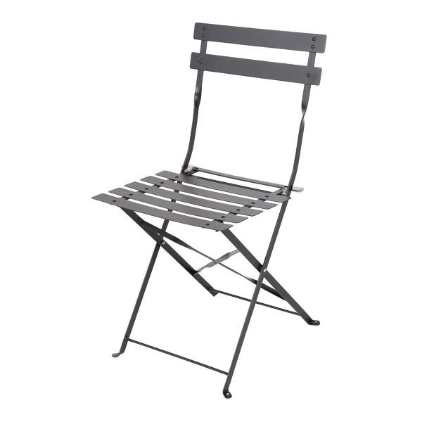 Bolero Steel Outdoor Dining Set Schwarz Tisch und zwei Stuehle, SA658