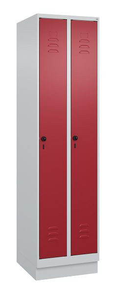 C+P Umkleidespind Classic PLUS, Sockel, 2 Abteile, 1950x500x500mm, 7035/3003, Drehriegel, 080020-29 S10001