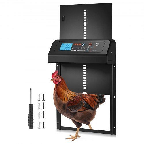 VEVOR Automatische Hühnerklappe mit Timer, manueller Einstellung & Einklemmschutz, wasserdicht, Schwarz, 350x250x73 mm, JSKMQHSSKGDCAG9SN001V9