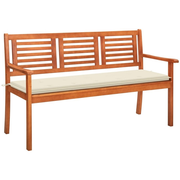 vidaXL 3-Sitzer-Gartenbank mit Auflage 150 cm Massivholz Eukalyptus, 3060998