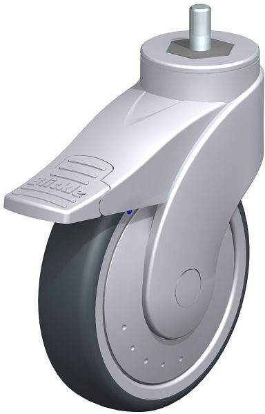Blickle LWGXE-TPA 126XK-FI-ELS-FK-GSX10 Kunststoff-Lenkrolle WAVE, rostfrei, mit Gewindestift & Feststeller, Thermoplastisches Gummi-Elastomer, 748755