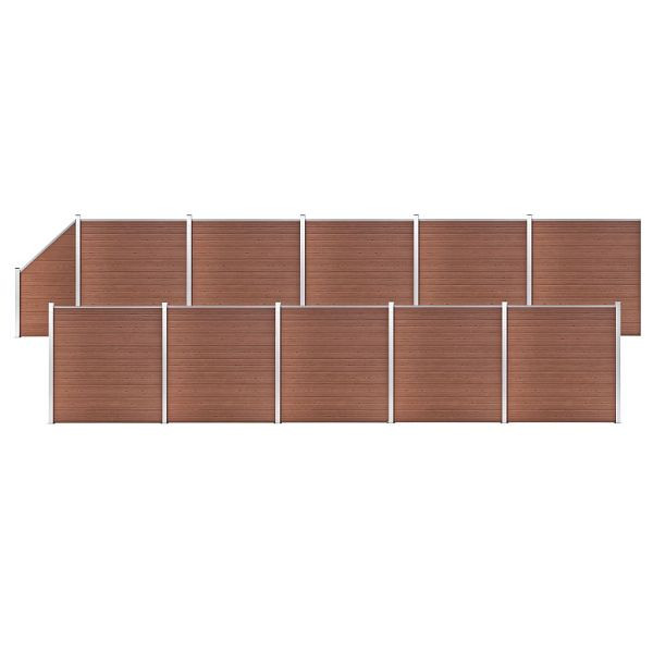 vidaXL WPC Zaun-Set 10 Quadrate + 1 Schräge 1830x186 cm Braun, 3053224