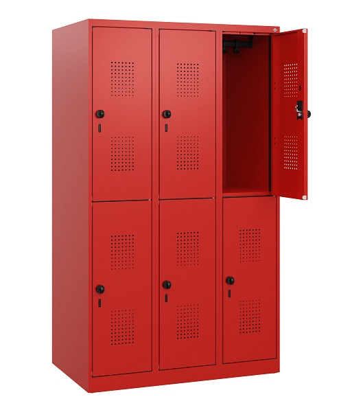 C+P Doppelstöckiger Spind Evolo PLUS, 6 Fächer, 1530x900x500mm, 3020/3020, Drehriegel, 0493005-30 S10034