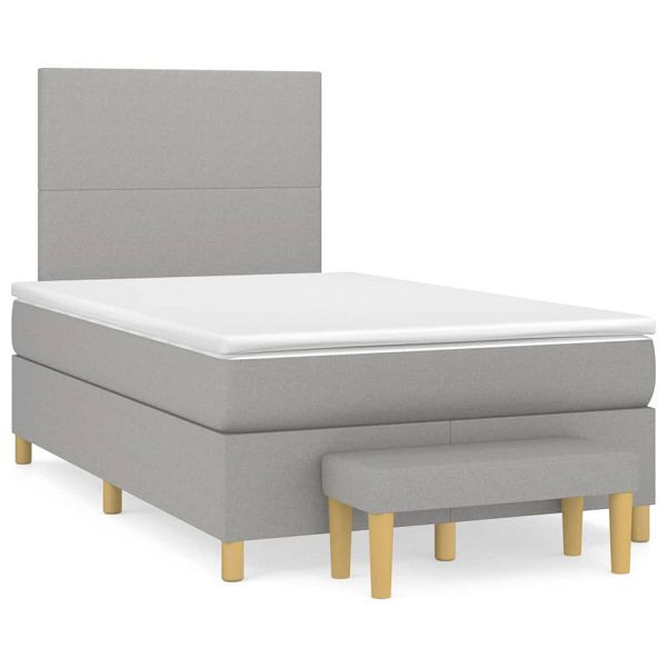 vidaXL Boxspringbett mit Matratze Hellgrau 120x190 cm Stoff, 3270390