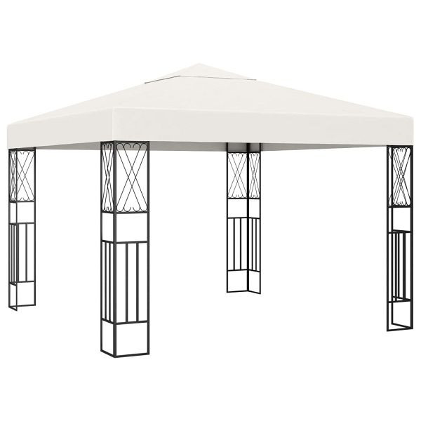 vidaXL Pavillon 3×3 m Creme Stoff (Polyester), Stahl, 48005